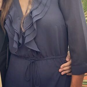 Elegant Navy Ruffle Dress